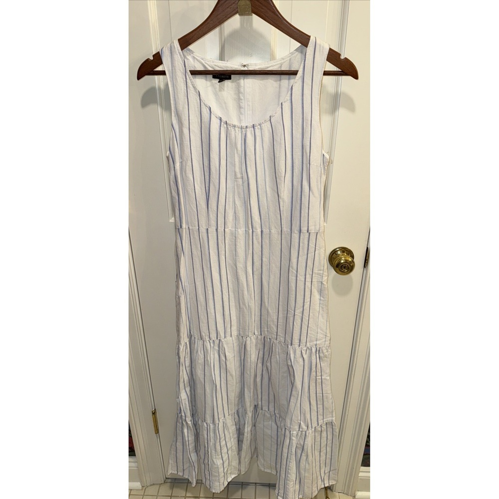 Talbots Women's Striped Linen Cotton Blend Maxi Dress Sleeveless Sz 2 Blue - Picture 2 of 5